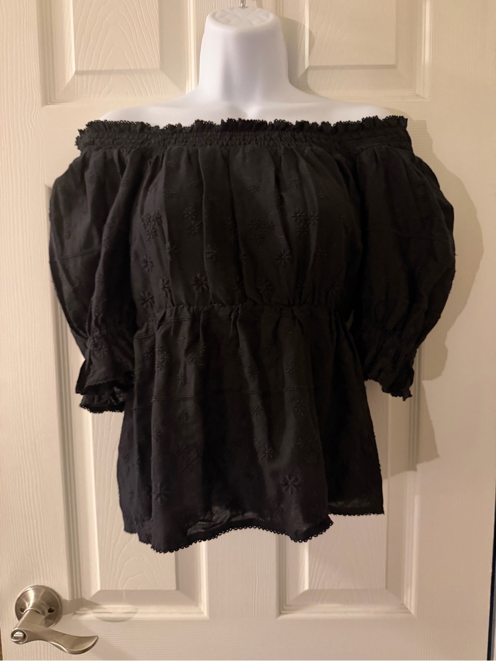 Old Navy Black Off-Shoulder Smocked Waist Tunic